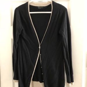 BCBG Maxazria black cardigan cream trim Large